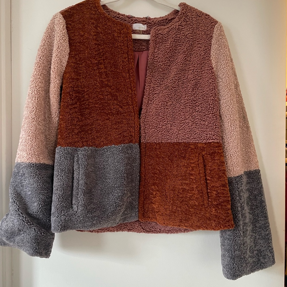 Ecru Multicolor Teddy Jacket